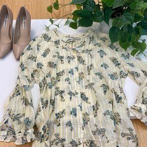 Loft striped and floral blouse